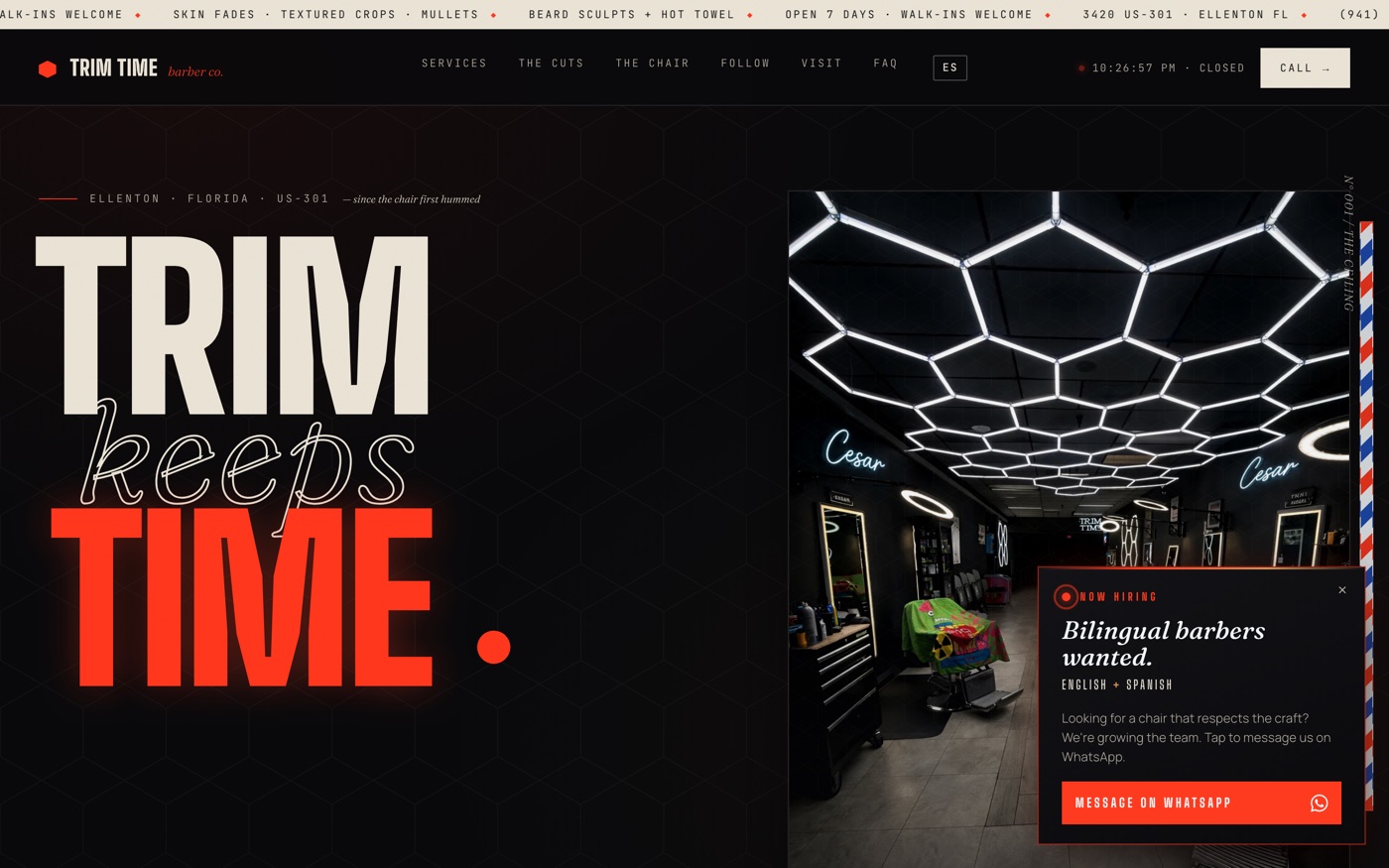 Trim Time Barber website